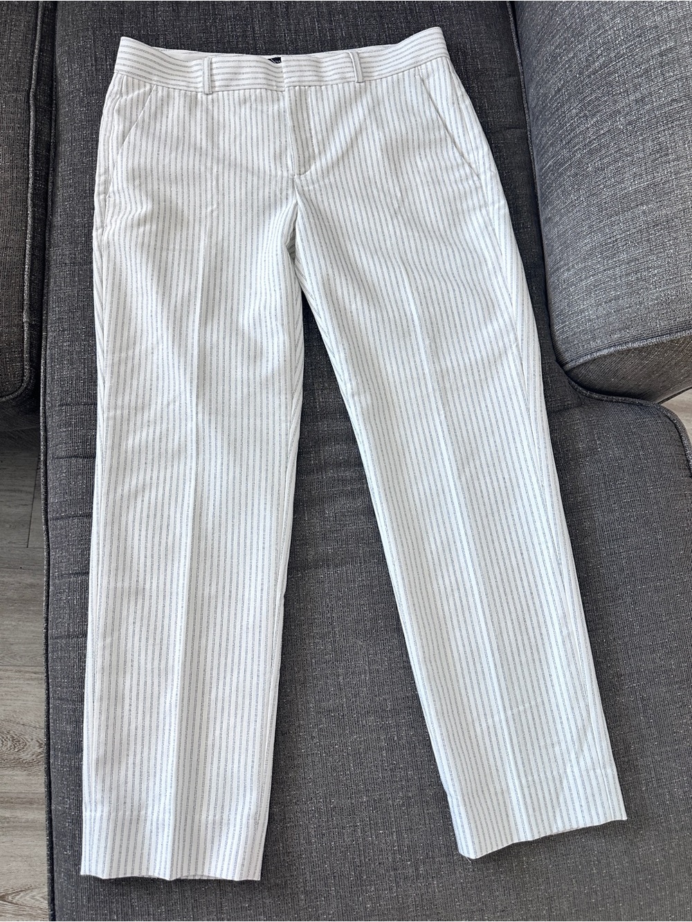Banana Republic Avery Pinstripe Ankle Pants White Black Size 4